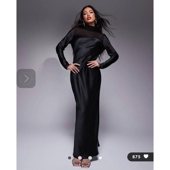 Daska Black Satin-Mesh Maxi Dress - Picture 1 of 10